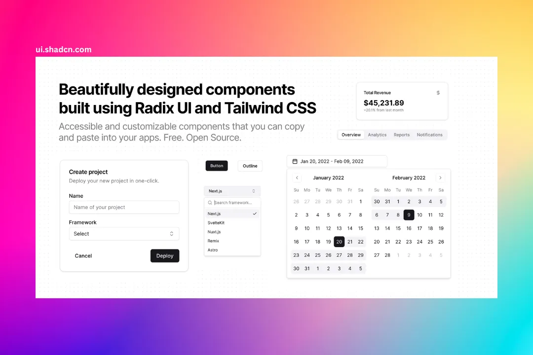 Shadcn UI features overview